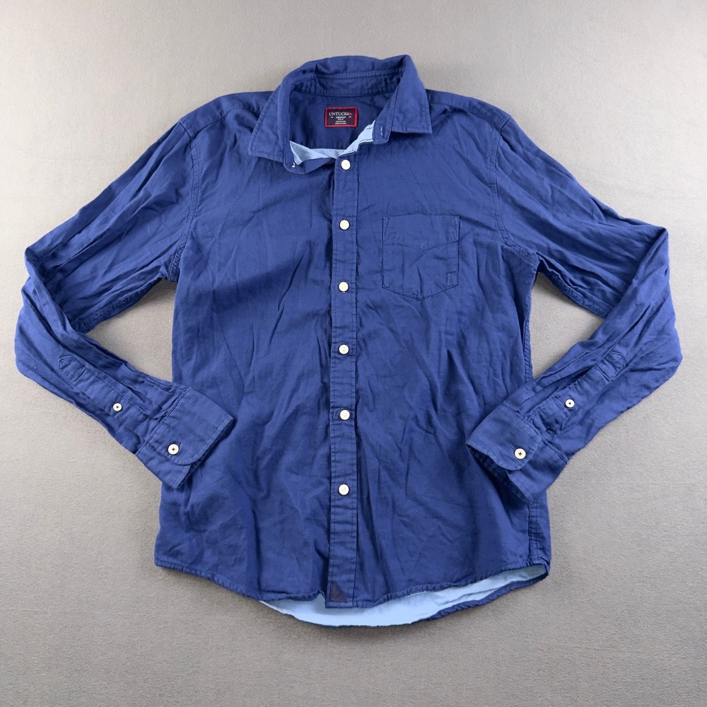 UNTUCKit Quagliano Blue Cotton Slim Fit Button Down Shirt Mens Medium 35348